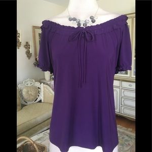 Claudia Richard purple on/off shoulder top Size XL